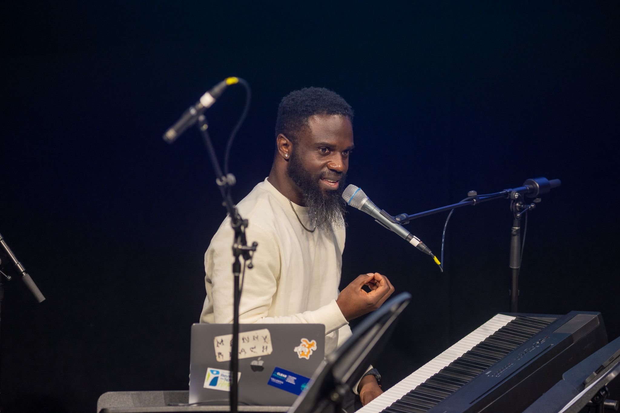 Gene at piano during CLEAR session